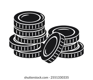 pile of money coins silhouette isolated