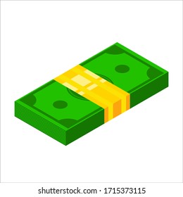 Pile of money icon. Isometric dollar banknotes. Money icon.