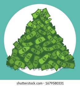 Pile of money, illustration vector cartoon