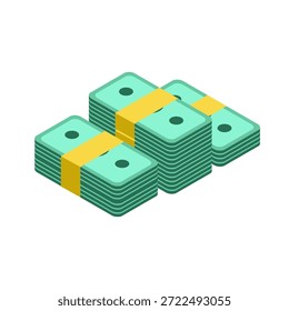 ícone isométrico de pilha de dinheiro. Poupança de ícones ou acumulação de dinheiro, investimento. Ícone piggy bank em um estilo isométrico. ilustrador vetor.
