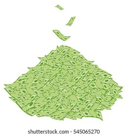 Pile of money. Symbol of wealth, success and good luck. Banking and Finance. Flat vector cartoon illustration. Objects isolated on a white background.