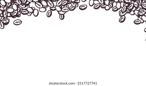 Pila de granos de café monocromo para fondo de Anuncio o diseño de embalaje. Ilustración vectorial de granos de café para hacer café, cafés y restaurantes.