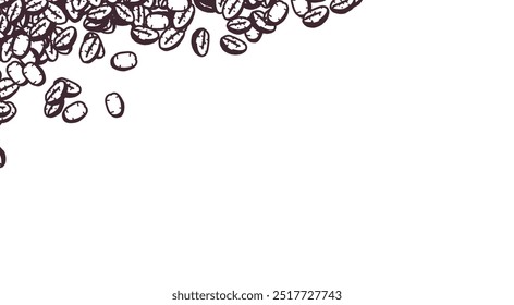 Pila de granos de café monocromo para fondo de Anuncio o diseño de embalaje. Ilustración vectorial de granos de café para hacer café, cafés y restaurantes.