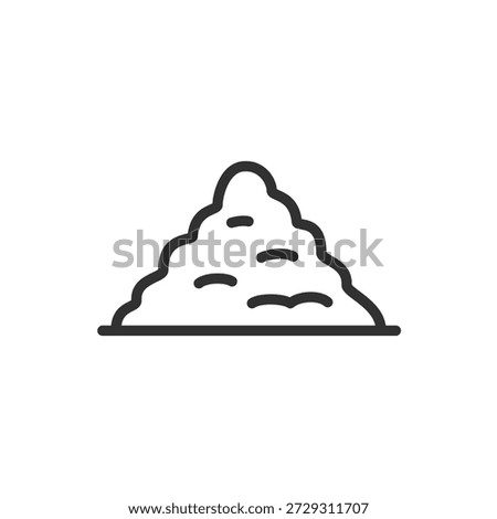 Pile mound, linear icon. Heap of soil, sand, or loose material. Line with editable stroke.