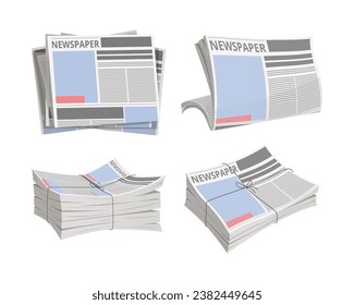 Pile of newspaper with rope vector isolated on white background.