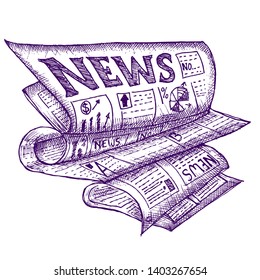 pile of newspapers, doodle sketch