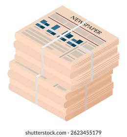 Pile de journaux isolée sur fond blanc. Pile de journaux. Illustration vectorielle