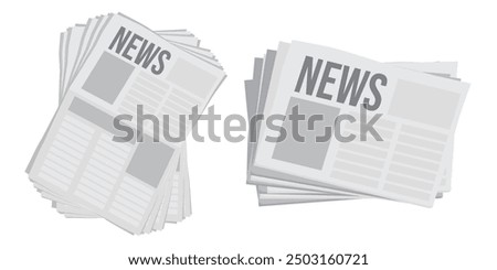 Pile of newspapers on white background. Stack of newspapers. Paper waste