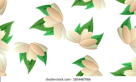 Pile of nuts pistachios vector illustration seamless pattern background.