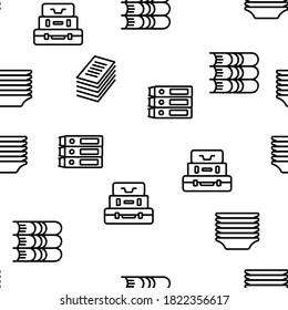 Pile Objects Things Vector Seamless Pattern Thin Line Illustration