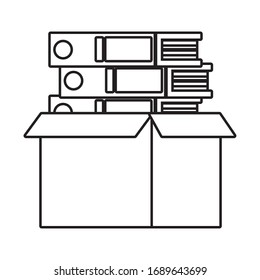 pile office books of documents in box vector illustration design
