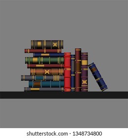 Pile of old books, vector illustration.