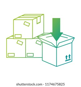 pile packing boxes carton with arrow
