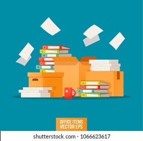 Pile Paper Documents File Folders Carton Stock Vector (Royalty Free ...