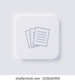 Pile of Paper icon, White Neumorphism soft UI Design for Web design, Application UI and more, Button, Vector.