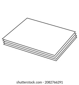 pile of paper line vector illustration,isolated on white background,top view