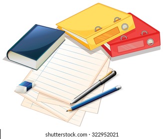 Pile of papers and files illustration