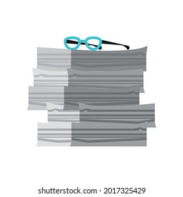 pile of paperwork with glasses isolated
