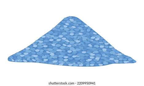 Pile of pebble icon. Round stones for construction and repair of roads, materials and equipment. Poster or banner for website. Expanded blue clay and drainage. Cartoon flat vector illustration