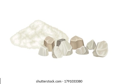 Pile of Phosphate as Organic Fertilizer for Soil and Plant Growth Vector Illustration