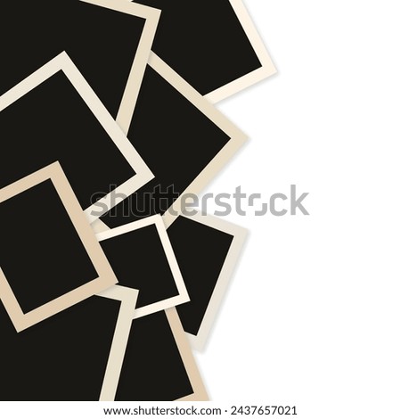 Pile of photo frames background. Realistic photo frames pile. Border with many photo frames