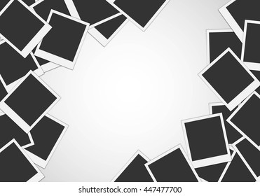 Pile of photo frames on white background