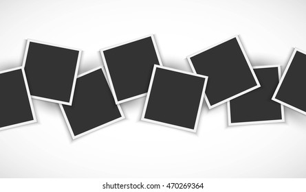 Pile of photo frames on white background