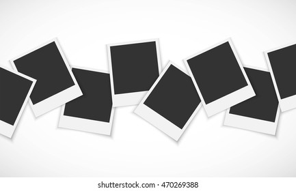 Pile of photo frames on white background