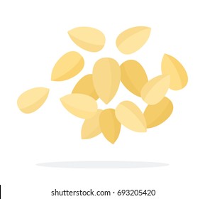 Pile of pine nuts vector flat material design isolated on white