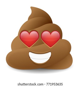 Pile of Poo Heart Emoji Icon Object Symbol Gradient Vector Art Design Cartoon Isolated Background