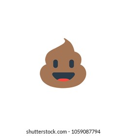 Pile Of Poo Icon. Shit Emoticon Flat Design