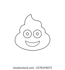 Pile of poo. Stinky poo outline vector icon. Vector illustration. 