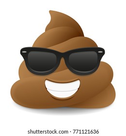 Pile of Poo Sunglasses Summer Emoji Icon Object Symbol Gradient Vector Art Design Cartoon Isolated Background