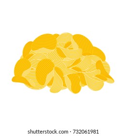 pile potato chips isolated. Fast food. fried potatoes vector illustration