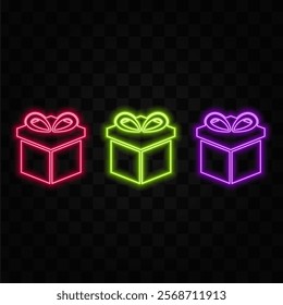 Pile of presents in neon style.