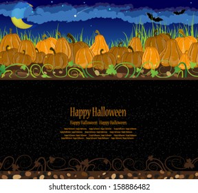 Pile of pumpkins. Halloween night background