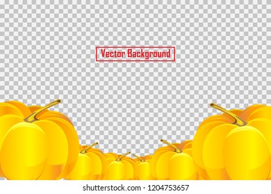 Pile of pumpkins isolated on transparent background. Autumn vector orange pumpkins. Design template for banners and thanksgiving day backgrounds. ESP10