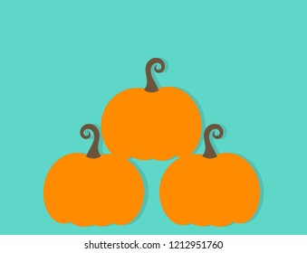 Pile of pumpkins on blue background illustration.