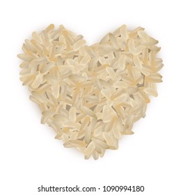 Pile of Raw Realistic Vector Rice Isolated on White Background