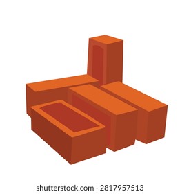 pile of red bricks. Brick pile wall stacked construction