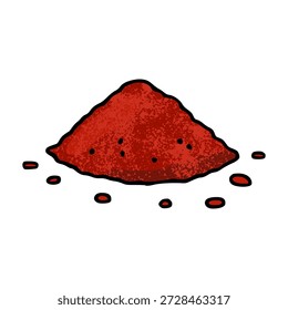 Stapel roter Pulvervektorgrafik mit verstreuten Teilchen und farbiger Textur
