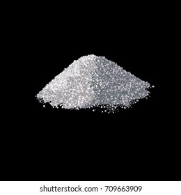 Pile of rock salt isolated on the black background. Vector illustration