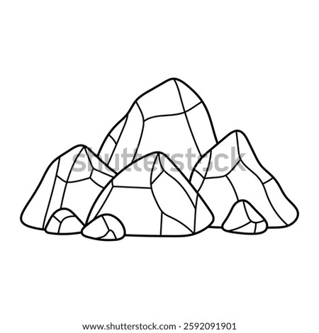 Pile of rocks vector illustration. Hand-drawn mountain stones outline in doodle style. Black line art isolated on white background.