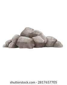 Pile of rough uncut gemstones on white background. Raw mineral crystals for jewelry design and geological collection.