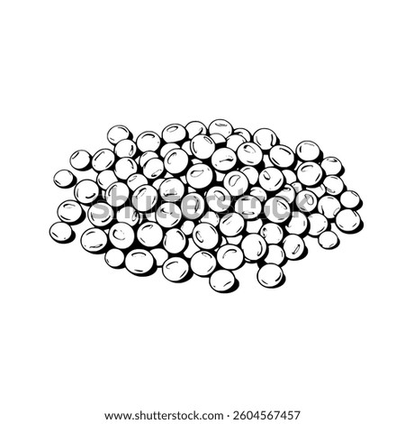A Pile Of Round Soybeans Black And White Illustration