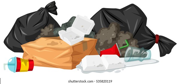 Pile Of Rubbish With Foam And Plastic Illustration