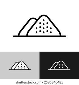 Pile of salt or other grainy powder type product line icon. Sand simple symbol. Two piles of crystalline granular substance. Editable stroke.