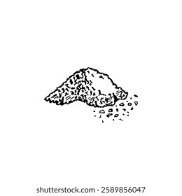 Pile of salt, sugar, condiments, etc., doodle cartoon hand-drawn vector spices.