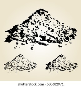 Pile Of Sand Isolated On White. Hand Drawn Design Element. Vector Illustration