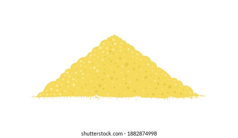 Pile of sand. Powder heap. Yellow or golden. Vector illustration.